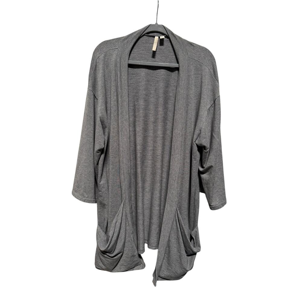 Pure Jill Cardigan Sweater Womens XL Gray Cotton Modal Lagenlook